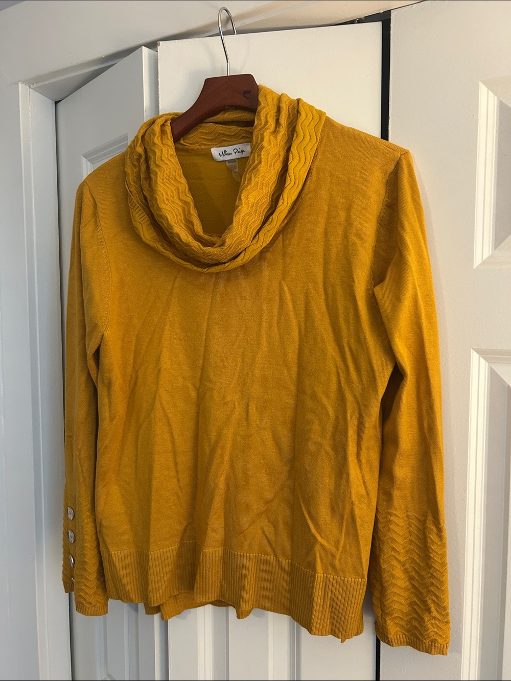 Melissa Paige Mustard Cowl Neck Sweater